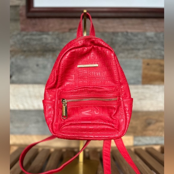 Steve Madden Red  Embossed Logo Mini Backpack main image 4